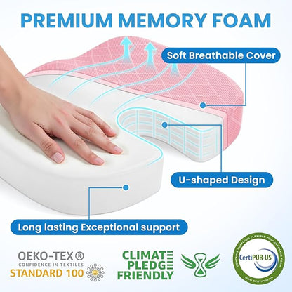 TushGuard Office/Car Seat Cushion, Non-Slip Sciatica & Back Coccyx Tailbone Pain Relief Chair Pad, Memory Foam Butt Pillow for Computer Desk, Wheelchair, Driving (Pink, XX-Large)