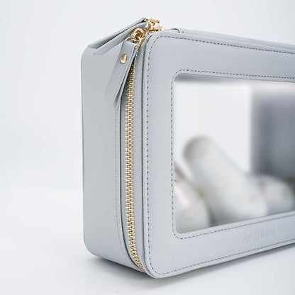 Aveniee Clear Makeup Bag Organizer,Large Travel Toiletry Bag for Women, Waterproof Cosmetic Pouch with Zippers,Car Organizers and Storage Case for Accessories,Blue