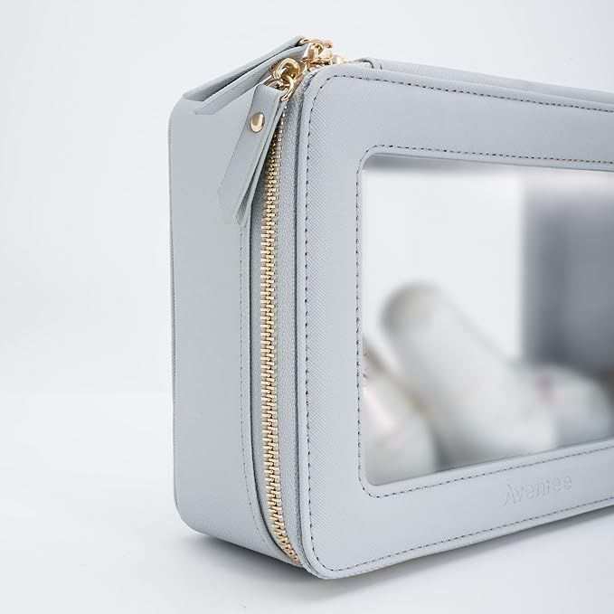 Aveniee Clear Makeup Bag Organizer, Travel Toiletry Bag for Women, Waterproof Cosmetic Pouch with Zippers,Car Organizers and Storage Case for Accessories,Blue