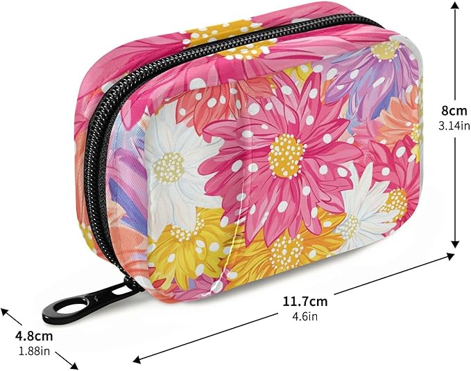 Pill Organizer Box Case Weekly Travel Pill Container Holder 7Day Cute Vitamin Organizer Dispenser Sorter Planner Storage Small Compact Cute Chrysanthemum Flowers14