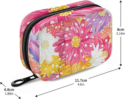 Pill Organizer Box Case Weekly Travel Pill Container Holder 7Day Cute Vitamin Organizer Dispenser Sorter Planner Storage Small Compact Cute Chrysanthemum Flowers14