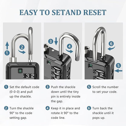 Joyway Luggage Locks TSA Approved, Travel Lock with Zinc Alloy Body, Open Alert, Easy Read Dials, for Travel Suitcase, Bag, Backpack, Tent, Fence, Lockers