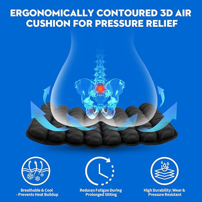 Professional Comfortable 3D Travel Seat Cushion, Air Inflatable Pressure Relief Seat Cushion Optimal Support for Long Sitting