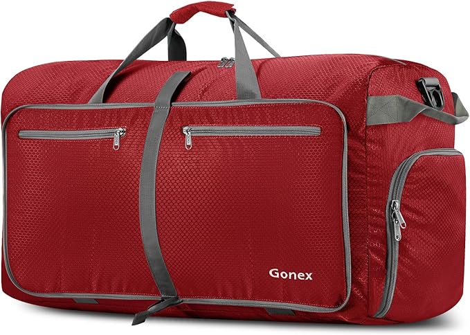 Gonex 40L 60L 80L 100L 150L Large Foldable Travel Duffle Bag with Shoes Compartment, Packable Lightweight Water Repellent Duffel Bag for Camping Gym Weekender Bag