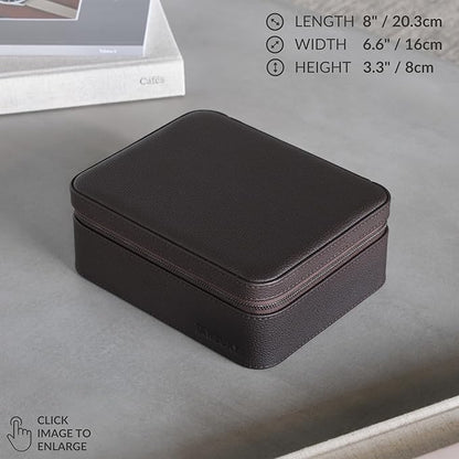 TAWBURY 3 Watch Case with Storage Compartment – Top-Grain Leather Watch Travel Case for Men | Leather Watch Roll Travel Case | Travel Watch Cases for Men | Travel Watch Box for Men Leather