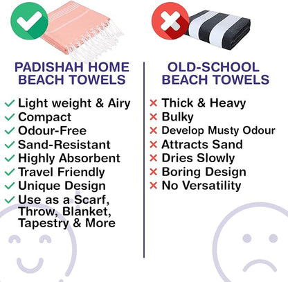 Turkish Beach Towels, Bulk Case of 12 | Oversized, Quick Dry, Sand Free | 100% Cotton, Large 38x71 Towels for Beach, Pool, Travel | Ultra-Soft, Compact, Absorbent | Salmon