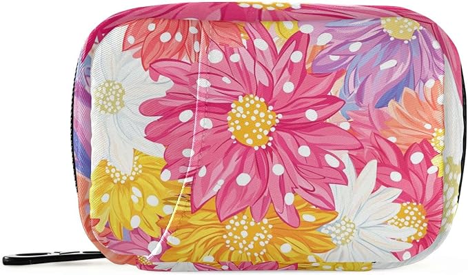 Pill Organizer Box Case Weekly Travel Pill Container Holder 7Day Cute Vitamin Organizer Dispenser Sorter Planner Storage Small Compact Cute Chrysanthemum Flowers14