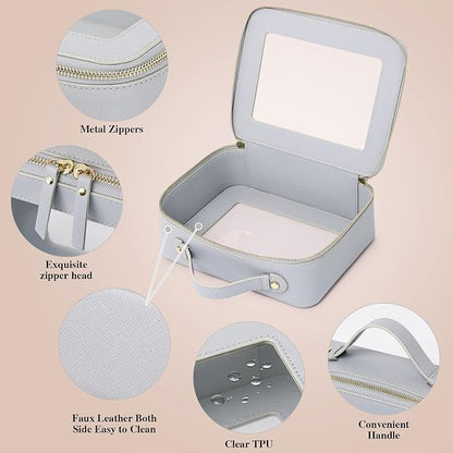 Pinkmik Clear Makeup Bag Waterproof Travel Case for Cosmetics and Toiletries Women's Purse Organizer and Clear Car Bag with Zipper (Gray, L+M+MINI)