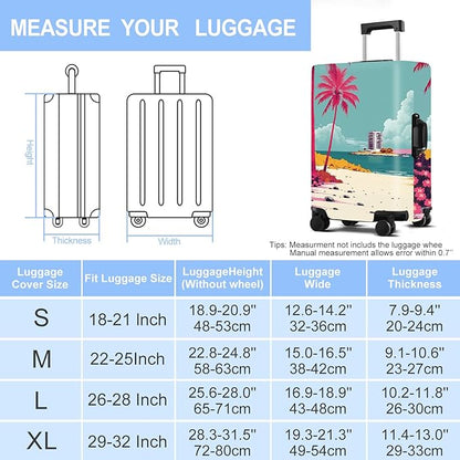 Luggage Cover Washable Suitcase Protector Anti-Scratch,Stretchable Fit for 20-34Inch Luggage Durable Travel Bag Cover with Zipper Closure (Beach, M(fits 24-26Inch suitcase))