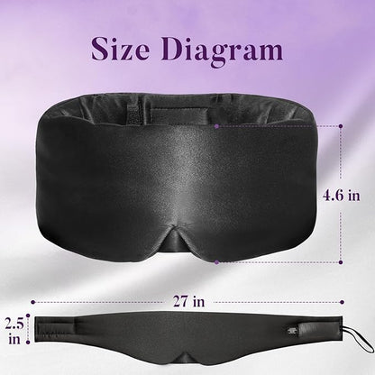 Satin Sleep Mask - Updated Design Light Blocking Eye Mask for Men and Women, Soft and Comfortable Night Sleeping Mask, Eye Cover for Travel/Sleeping (Black)