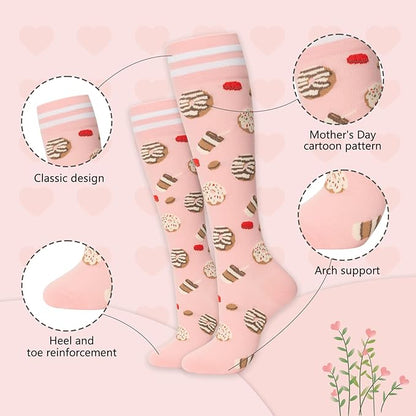 fenglaoda Compression Socks Women Men 6 Pairs, Knee High Best Support Circulation Socks for Running, Travel, Flight, Nurse