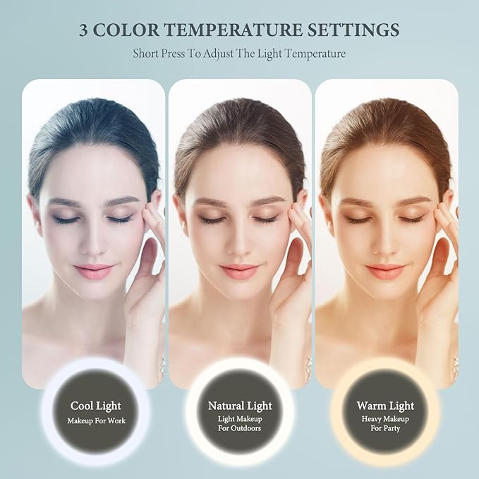 Travel Makeup Bag with LED Lighted Mirror, Cosmetic Makeup Organizer Bag with 3 Color Setting, Makeup Train Case with Adjustable Dividers for Women Makeup Brushes Jewelry Accessories