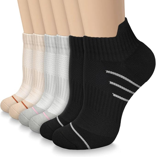 5 Pairs Copper Compression Socks for Women & Men - Ankle Plantar Fasciitis Arch Support Running Socks for Athletic