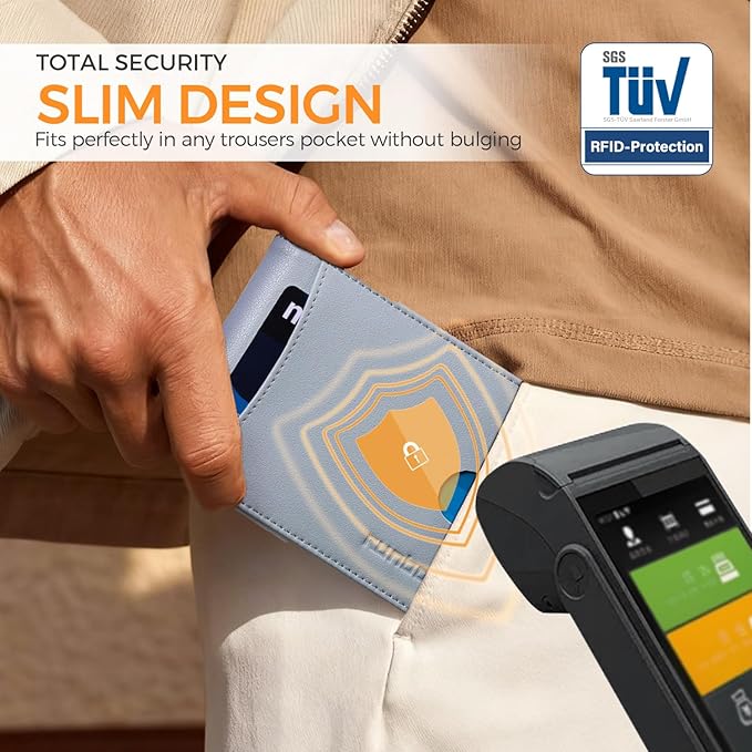 RUNBOX Money Clip Slim Wallets for Men RFID Blocking 11 Card Holder Minimalist Small Leather Bifold Men's Front Pocket Wallet Gift Box