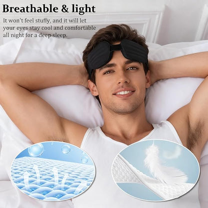 100% Blackout Sleep Eye Mask for Women Men, Zero Pressure Sleeping Mask - Sleeping Mask and Eyelash Friendly Night Blindfold, Adjustable Ultra Soft Comfortable for Dry Eye Mask (Grey)