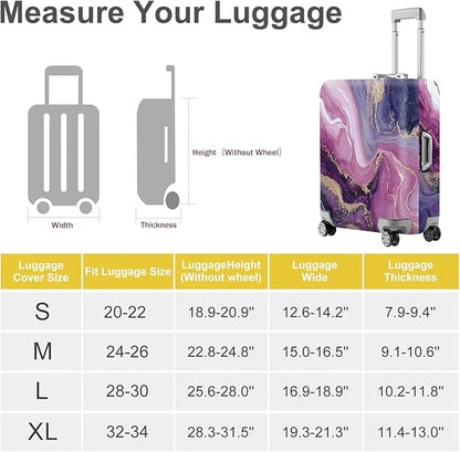 ANNA QUEEN Purple Marble Luggage Cover, Elegant Abstract Art Suitcase Protector, Stretchable Washable Travel Sleeve for 24-26 Inch Luggage