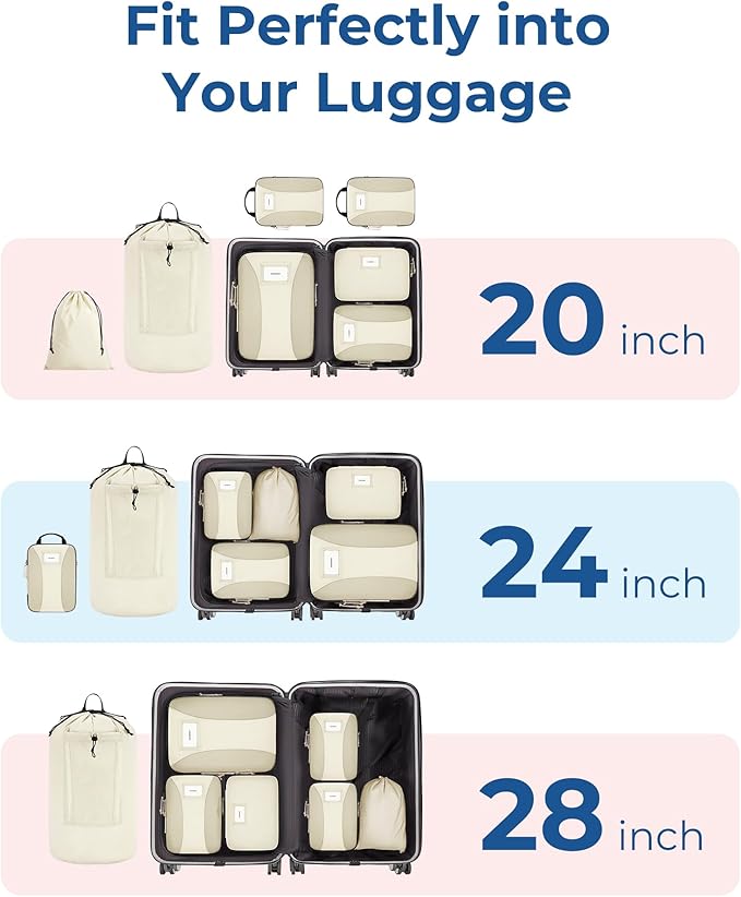 BAGSMART Compression Packing Cubes, 6 PCS Packing Cubes for Suitcases, Travel Bags Organizer for Luggage, Lightweight Packing Cube for Travel Essentials