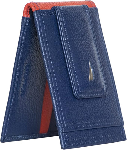 Nautica Men's Slim Wallet | Card Case | RFID Blocking | ID Window | Minimalist | Lightweight | Genuine Leather