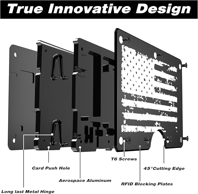 Minimalist Wallet for Men, Metal Wallet with Money Clip, Slim Compact Wallet, RFID Blocking Card Holder, Metal Aluminum Credit Card Holder, Holds up to 20 Cards