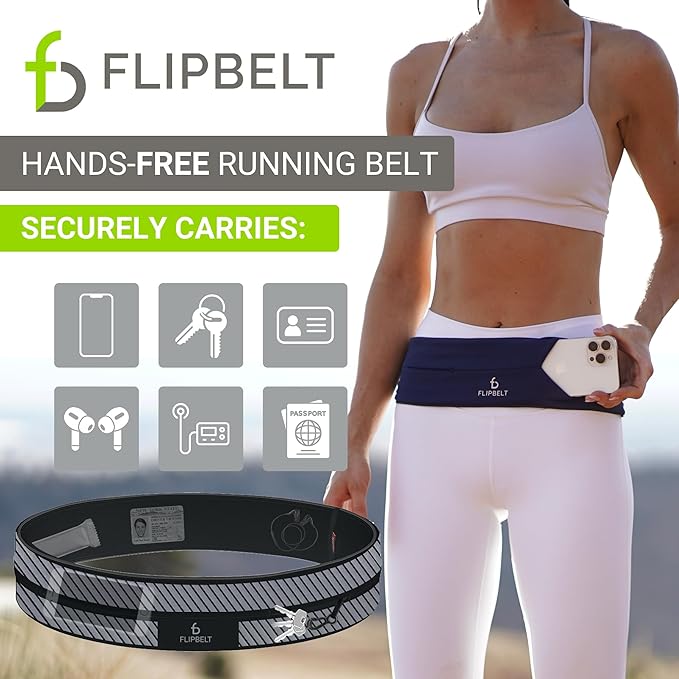 FlipBelt Classic Running Belt, Running Fanny Pack for Women and Men, USA Company