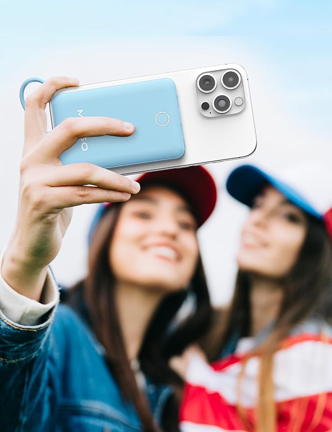 10000mAh Compatible with iPhone 15/16/17 and Android, Slim Portable Charger with Built in Cable, Power Bank Travel Charger External Battery Pack for Phone, 3 Output USB Type C Cord, Blue