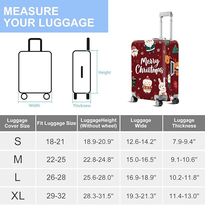 ANNA QUEEN Merry Chrismas Travel Luggage Cover Suitcase Protector Suitcase Cover Anti-Scratch,Stretchable Luggage Travel Bag Cover Washable