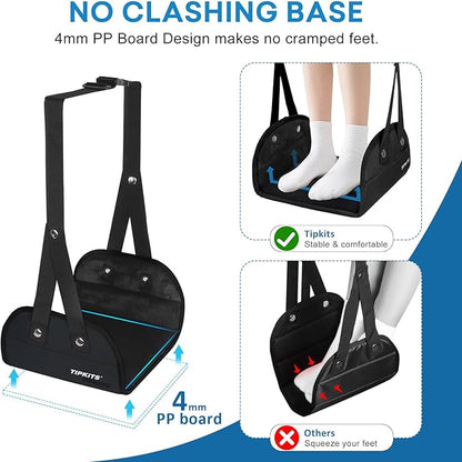 Airplane Foot Hammock Made with Premium Memory Foam, Portable Foot Rest with Comfortable No Clashing Base, Foot Sling Travel Essentials to Reduce Swelling and Soreness, Gifts for Travelers