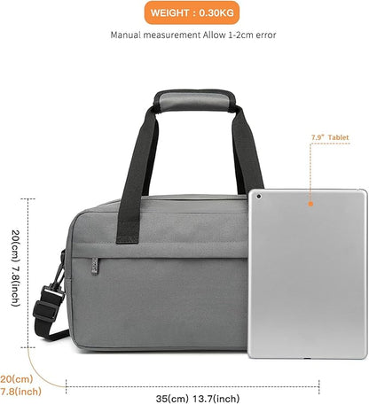 Kono Travel Duffel - 14L Under Seat Carry-On Sports Tote Gym Weekender Overnight Bag - 13.78"x7.87"x7.87" Gray