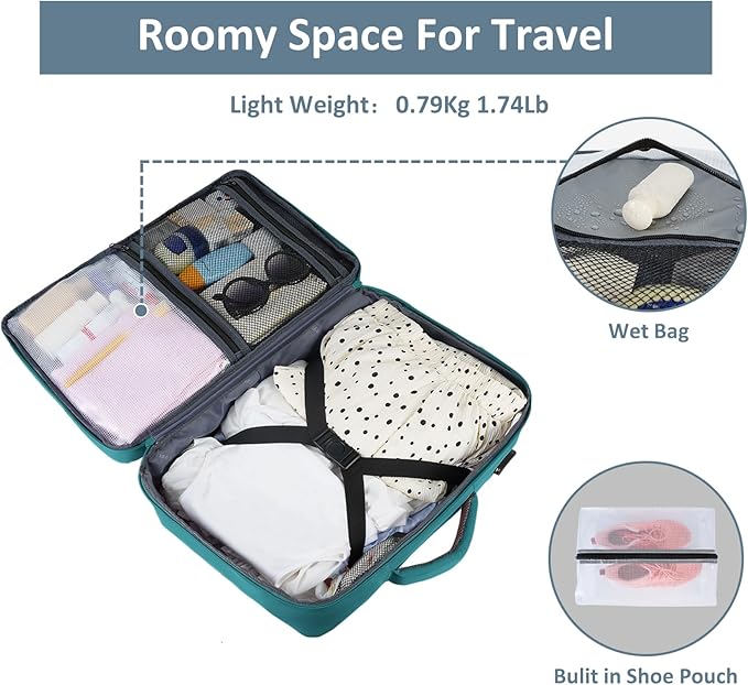 Taygeer Carry on Backpack for Men Women, Luggage Laptop Backpack for Airplane Travel with USB Charging Port, 35L Water Resistant Gym Weekender Bag for College Gift, Peacock Blue