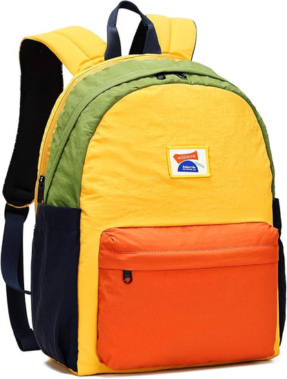 willikiva Kids Backpack for School Boys Girls Teens Toddler Backpack Waterproof Kindergarten Preschool Elementary Bookbag Children Travel Bag(Yellow Orange,Medium)
