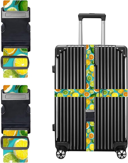 Nuxovilar Luggage Straps of 2 Set Citrus Fruits Pattern, 1.96x90.5 inches - Luggage Straps for Suitcases, Suitable for Summer Trips, Beach Vacations, Family Travel