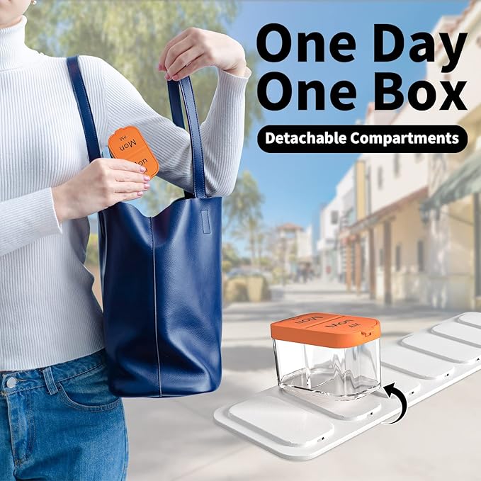 Daviky Pill Organizer, Large Daily Pill Organizer, XL Pill Box 2 Times a Day, Extra Large Weekly Pill Organizer Twice a Day, Pill Cases Organizers 7 Day AM PM, Large Pill Box Pill Holder