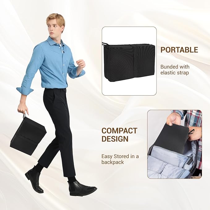 Portable Airplane Seat Cushions 2 Pack, Stadium Seat Cushions 16.8 * 13 * 2 inches with Handle, Foldable Design for Travel and Outdoor Use (Black)