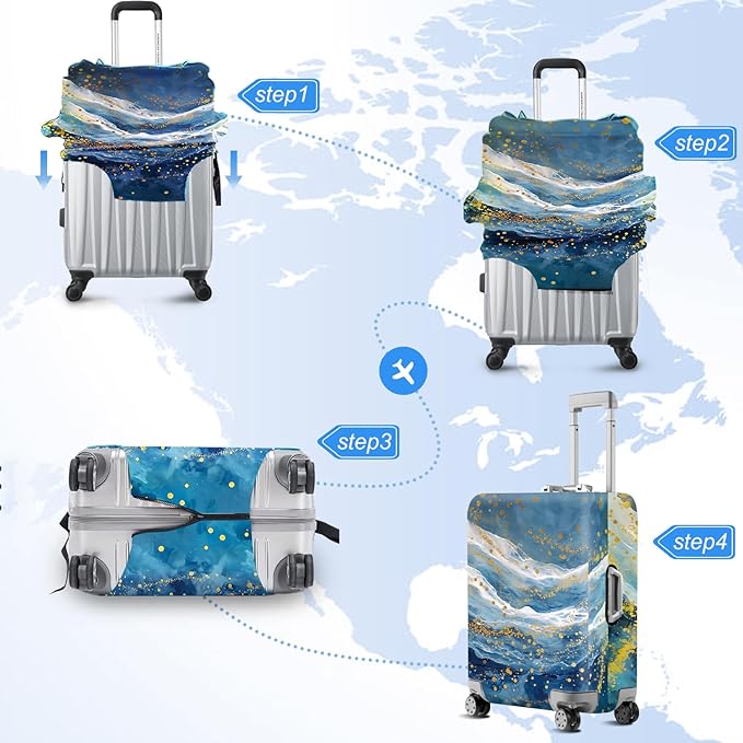 ANNA QUEEN Travel Luggage Cover Suitcase Protector Suitcase Cover Anti-Scratch,Stretchable Bag Cover Washable Durable Polyester
