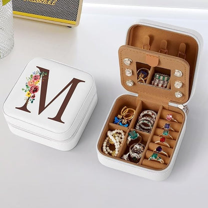 Parima Gifts for Women - Personalized Birthday Gifts for Mom, Mother In Law Gifts, Mama Gift Idea, Travel Jewelry Case for Women - Letter M, White