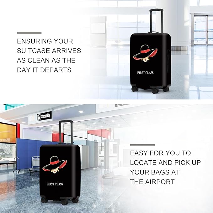 Fashion Women Silhouette Luggage Cover, Black & Red First Class Design Waterproof Suitcase Protector, Stylish Anti-Scratch Travel Case