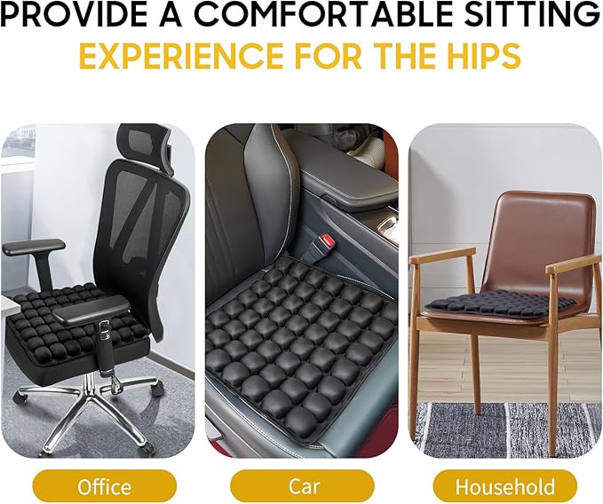 Inflatable Seat Cushion - Portable Travel Cushion for Airplane, Office & Camping - Adjustable Support with Pressure Dispersion to Prevent Discomfort & Bedsore-Grey