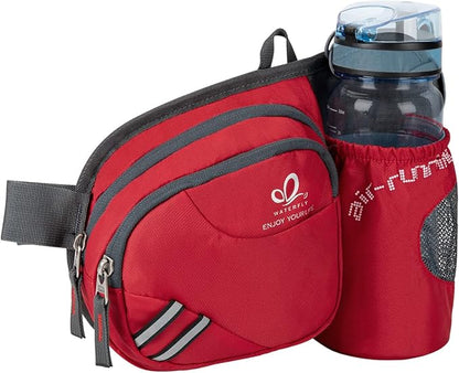 WATERFLY Fanny Pack Waist Bag: Waist Pack for Women Men with Water Bottle Holder Hiking Fanny Pack for Running Walking DogWalking Travel Cycling