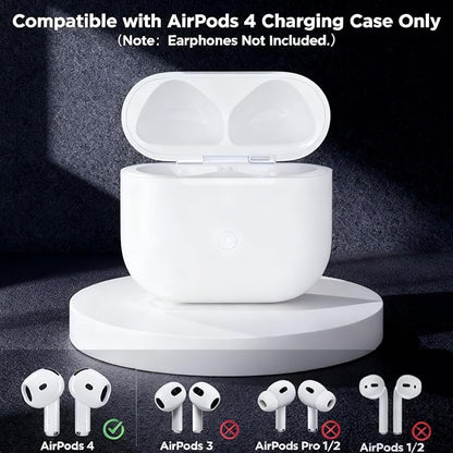 Wireless Charging Case for AirPod 4, White Replacement Charger Case Compatible with Air Pod 4th Generation Type-C Port AirPods 4th Gen Case with Fast Pairing Sync, Earbuds Not Included