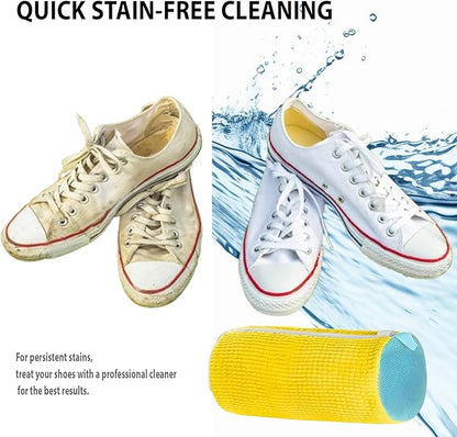 2Pcs Shoe Washing Machine Bag, Durable Laundry Shoe Bag for Washing Machine, Fluffy Fibers 360° Cleaning, Includes Liquid Shoe Brush & Travel Dust Bag, Ideal for Sneakers & Gym Shoes (yellow)