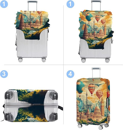 Luggage Cover Washable Suitcase Protector Anti-scratch Suitcase cover Fits 20-34 Inch Luggage (Balloon, XL(32-34inch suitcase))