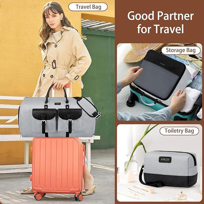 Garment Duffel Bag for Travel - ITIEZY Convertible Carry on Garment Duffel Travel Bag for Women Men Large Weekender Bag with Shoes Pouch 2 in 1 Hanging Suit Travel Duffel Bag 3pcs Set