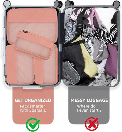 4 Piece Compression Packing Cubes for Suitcases and Backpack, Lightweight Travel Organizer Bags (Dusty Pink)