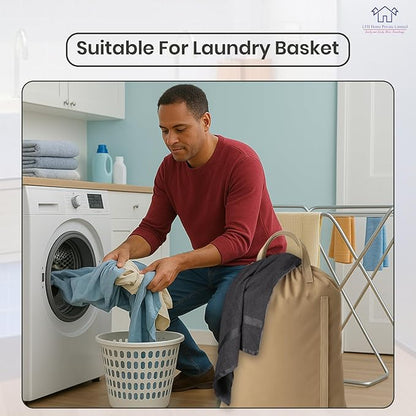 LFH Home Large Premium Cotton Canvas Laundry Bag with Drawstring and Handles Heavy Duty, Multi-Use, and Washable for Home, Travel, College or Storage 20x30 (Pack of 4)-Beige