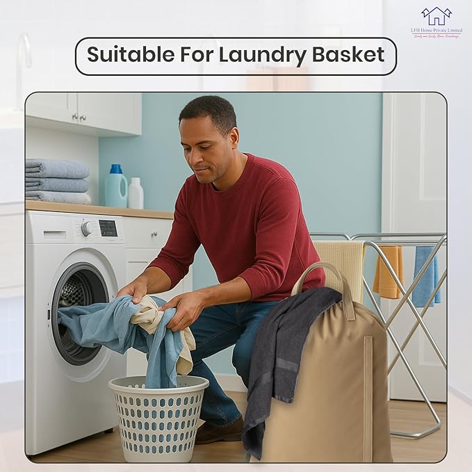 LFH Home Large Premium Cotton Canvas Laundry Bag with Drawstring and Handles Heavy Duty, Multi-Use, and Washable for Home, Travel, College or Storage 28x36 (Pack of 4)-Beige