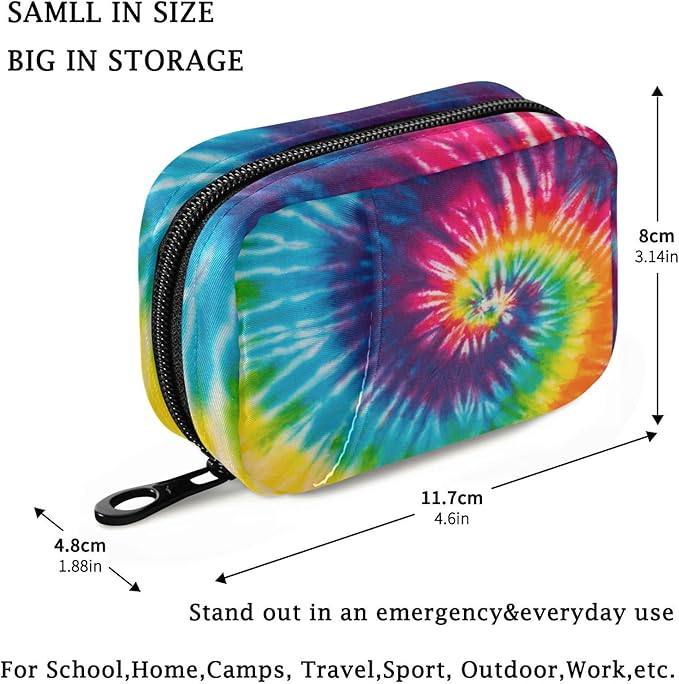 Fustylead Abstract Swirl Design Tie Dye Pill Organizer and Storage Weekly with Zipper, Removable Pill Box Portable Medicine Organizer for Vitamin Fish Oil Supplement