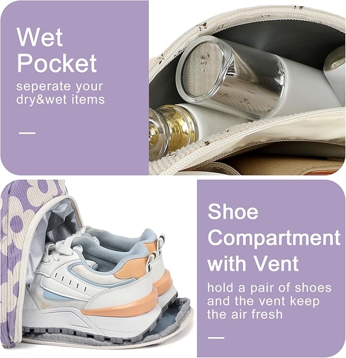 BLUBOON Duffle Bag Girls Kids Cute Gym Bag with Shoes Compartment & Wet Separation Waterproof Sports Overnight Travel Bag