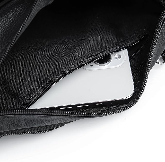 Genuine Leather Fanny Pack/Waist Bag/Organizer with Adjustable Belt, Multiple Pockets For Men and Women