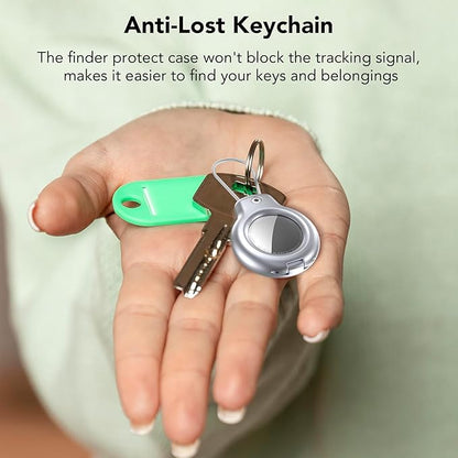 SPGUARD for AirTag Holder Metal Case with Keychain Full Protective Air Tag Cover for Apple Air TagHolder with Wire Cable Luggage Lock Keyring Key Chain Accessories for GPS Item Tracker for Kids