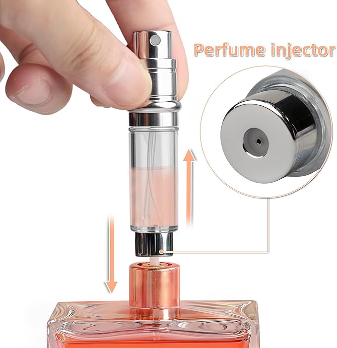 AF00BK Leather Perfume atomiser, 10ml Bottom Fill Travel Perfume Bottle, Refillable Perfume Dispenser for Women & Men (Black)